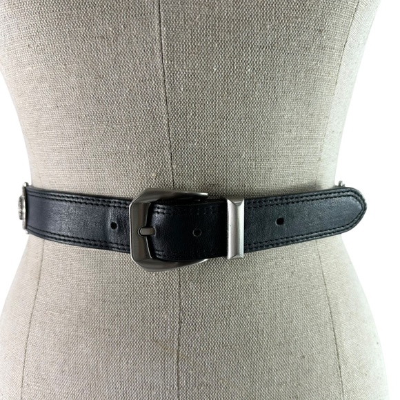 Rare Genuine GIANNI VERSACE Black Leather Relief Joint Medusa Unisex Belt 40 main image 8